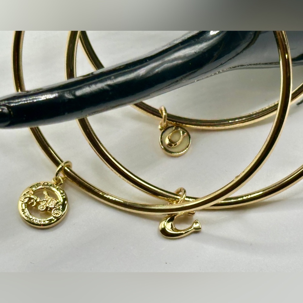 Coach Gold Charm Bangle Bracelet Set - Picture 3 of 5